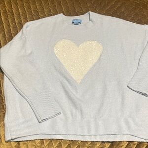 CeCe Pale Blue Sweater with White Heart